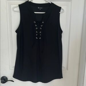 Lily Morgan Black Lace-Up Sleeveless Tank Top